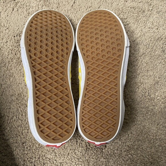 VANS Slip On Yellow Sz 7 Jr Women Canvas Checkered Loafer Shoes Runs Big - Picture 8 of 8